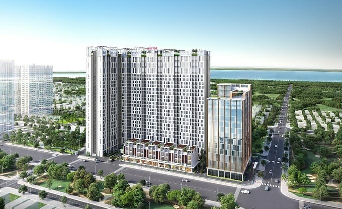 Phối cảnh dự án CitiGrand với môi trường sống trong lành, xanh mát, mật độ cây xanh cao gấp 9 lần nội thành, liền kề công viên trung tâm 4 ha.