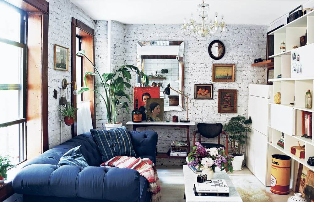 Hình ảnh phòng khách kết hợp giữa phong cách retro và vintage