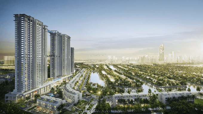 Ảnh phối cảnh dự án Sky Oasis trong quần thể Ecopark.