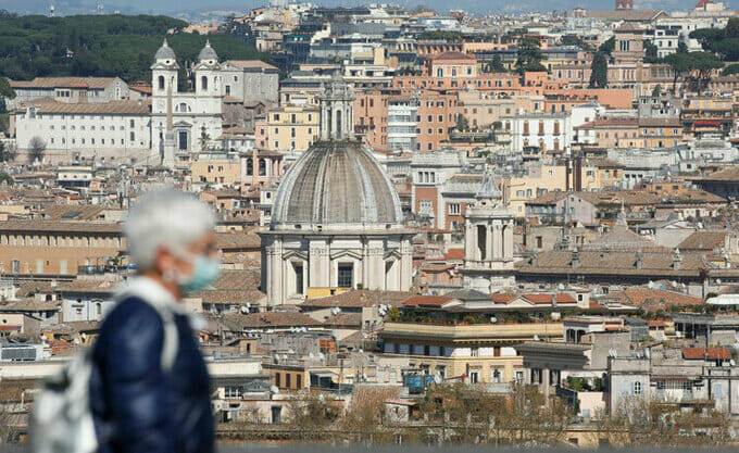 Đồi Gianicolo, một góc thành phố Rome, Italy ngày 23/3/2020. Ảnh: Reuters