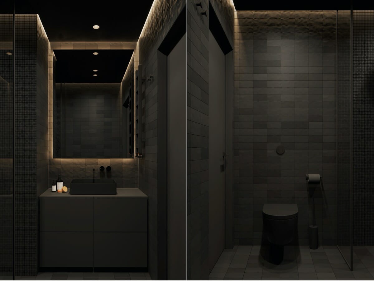 Hình ảnh phòng tắm sử dụng tông màu đen ấn tượng, bí ẩn