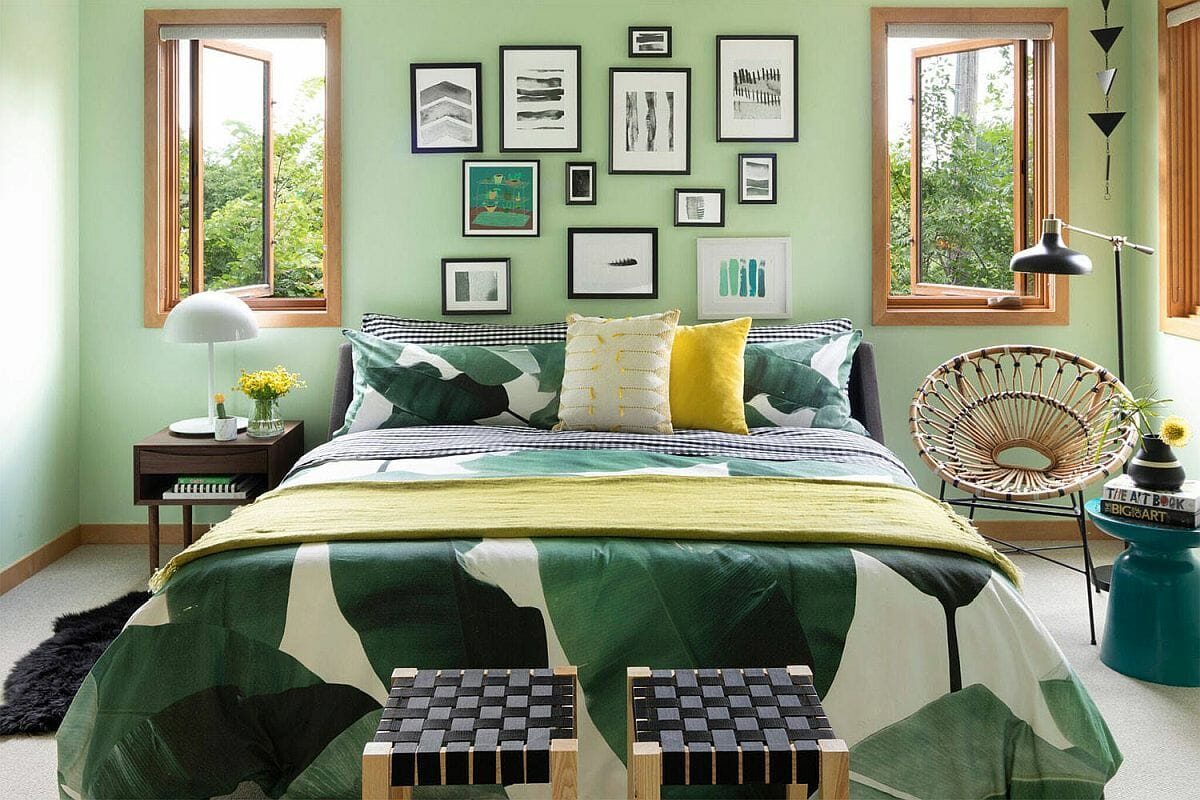 Hình ảnh phòng ngủ tuổi teen tông màu xanh lá cây nhẹ nhàng