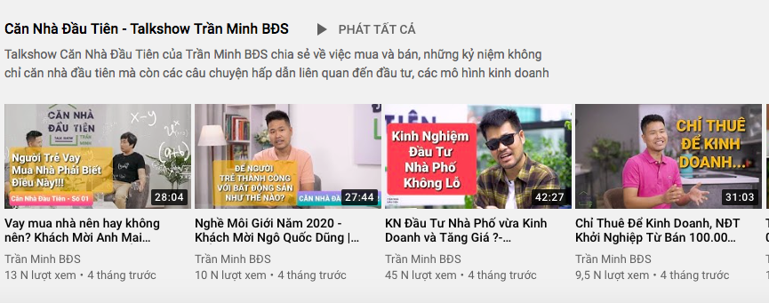 hình ảnh kênh youtube Trần Minh BĐS