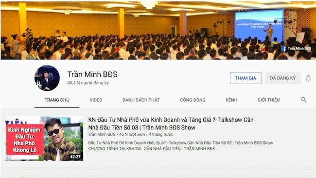 hình ảnh kênh youtube Trần Minh BĐS