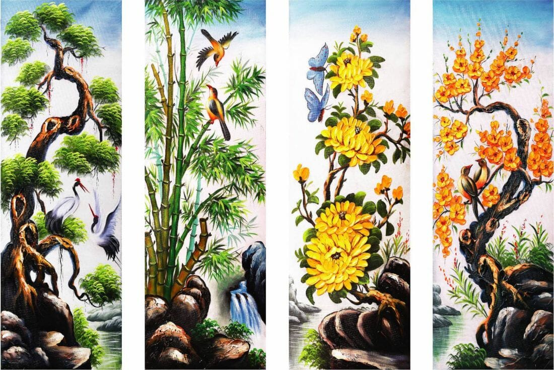 7 loại tranh hoa mai ngày tết đẹp, ý nghĩa