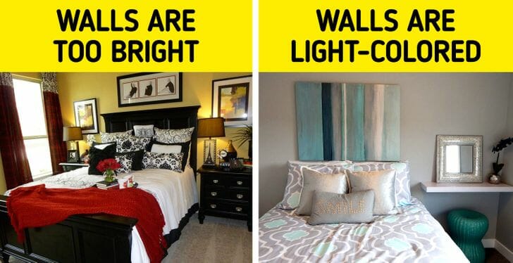 Phòng ngủ với tường sơn vàng, và phòng ngủ màu sáng
