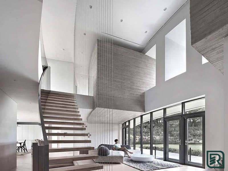 Những cách thiết kế cầu thang phòng khách cho biệt thự đẹp mỹ mãn