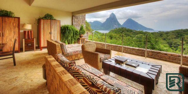 Nội thất của jade mountain mansion, st. Lucia