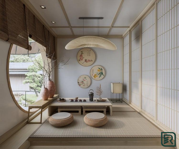 Thiết kế nội thất phòng trà mang đậm nét văn hóa Nhật Bản