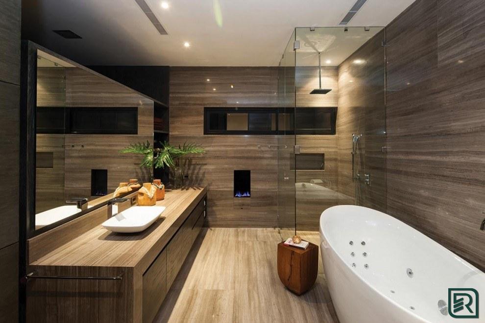 Mẫu gạch giả gỗ trong nhà vệ sinh giúp căn phòng đẹp hơn