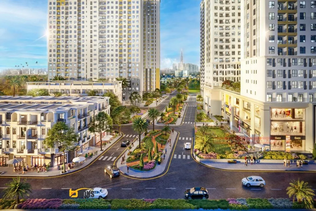 Phối cảnh tổng thể dự án Bcons City với 7 tòa tháp và tiện ích