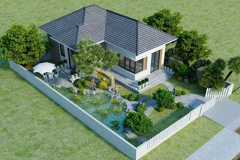 Mẫu nhà vườn cấp 4 thoáng mát đầy đủ ánh sáng và gió trời