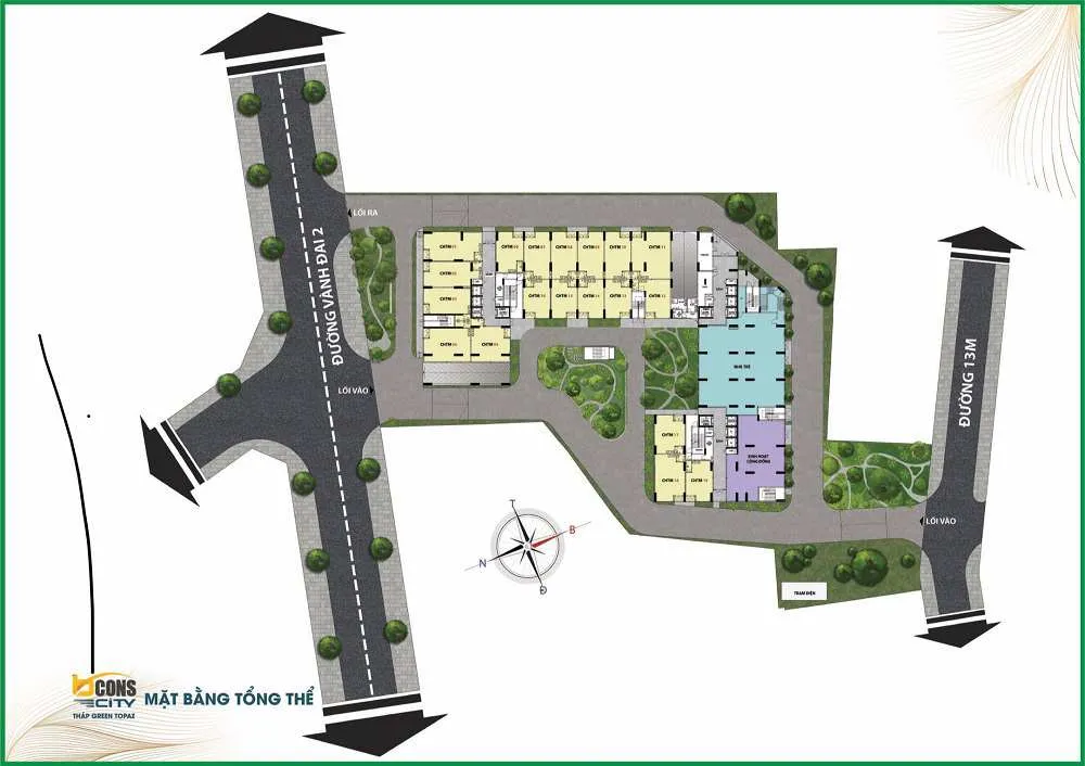 Mặt bằng tổng thể quy hoạch các tòa tháp dự án Bcons City