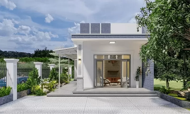 Mẫu nhà cấp 4 nông thôn mái bằng hiện đại đơn giản phổ biến