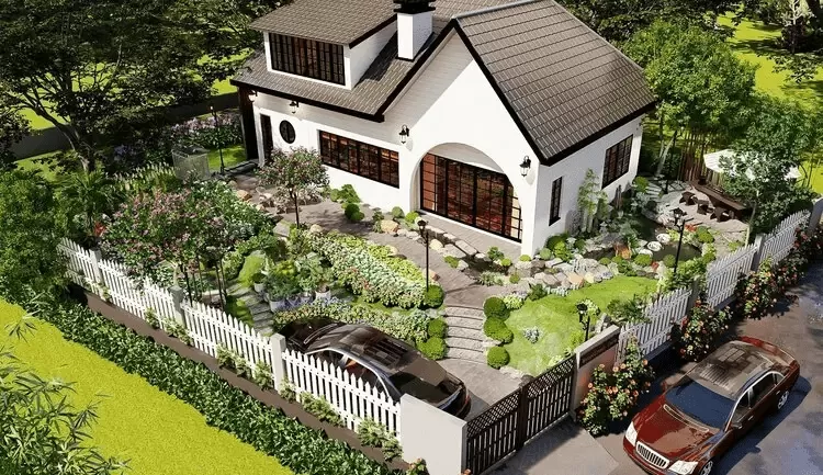 Mẫu nhà villa cấp 4 có sân vườn đẹp gần gũi thiên nhiên