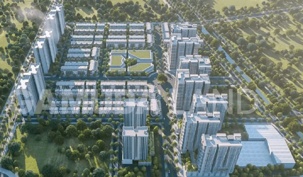 Phối cảnh một góc khu nhà phố liền kề tại Spring Ville Gamuda Land