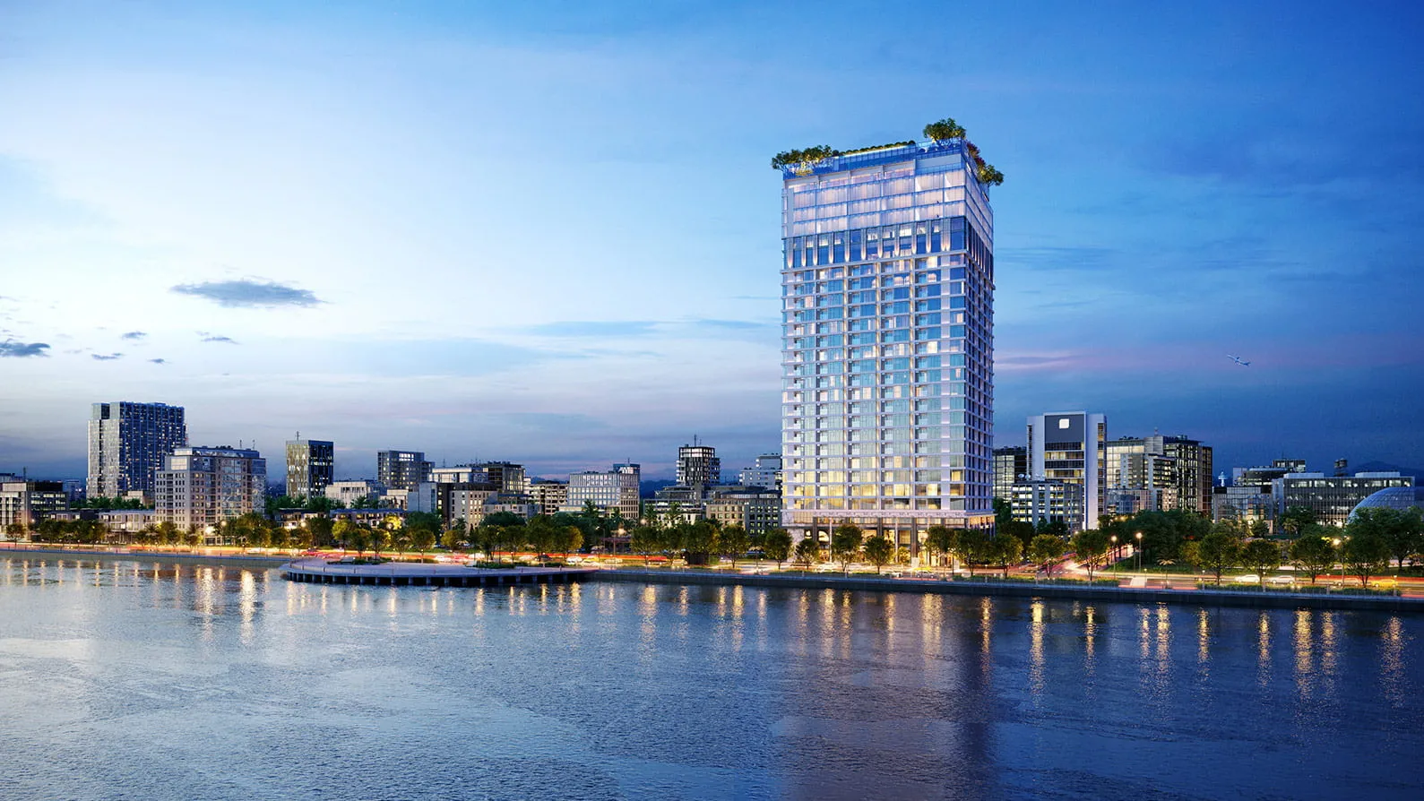 Phối cảnh tổng thể dự án Tháp Ven Sông Đà Nẵng cao tầng ven sông Hàn