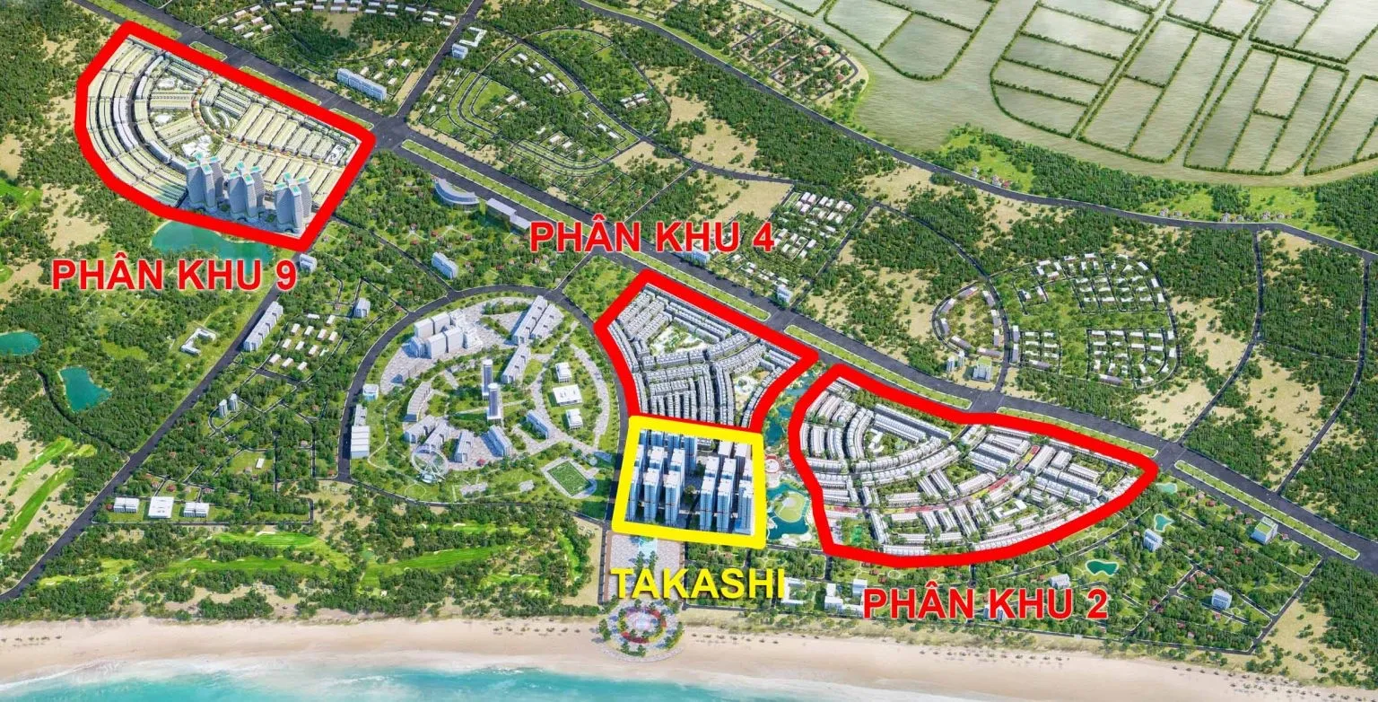 Sơ đồ mặt bằng tổng thể dự án Nhơn Hội New City và các phân khu chính