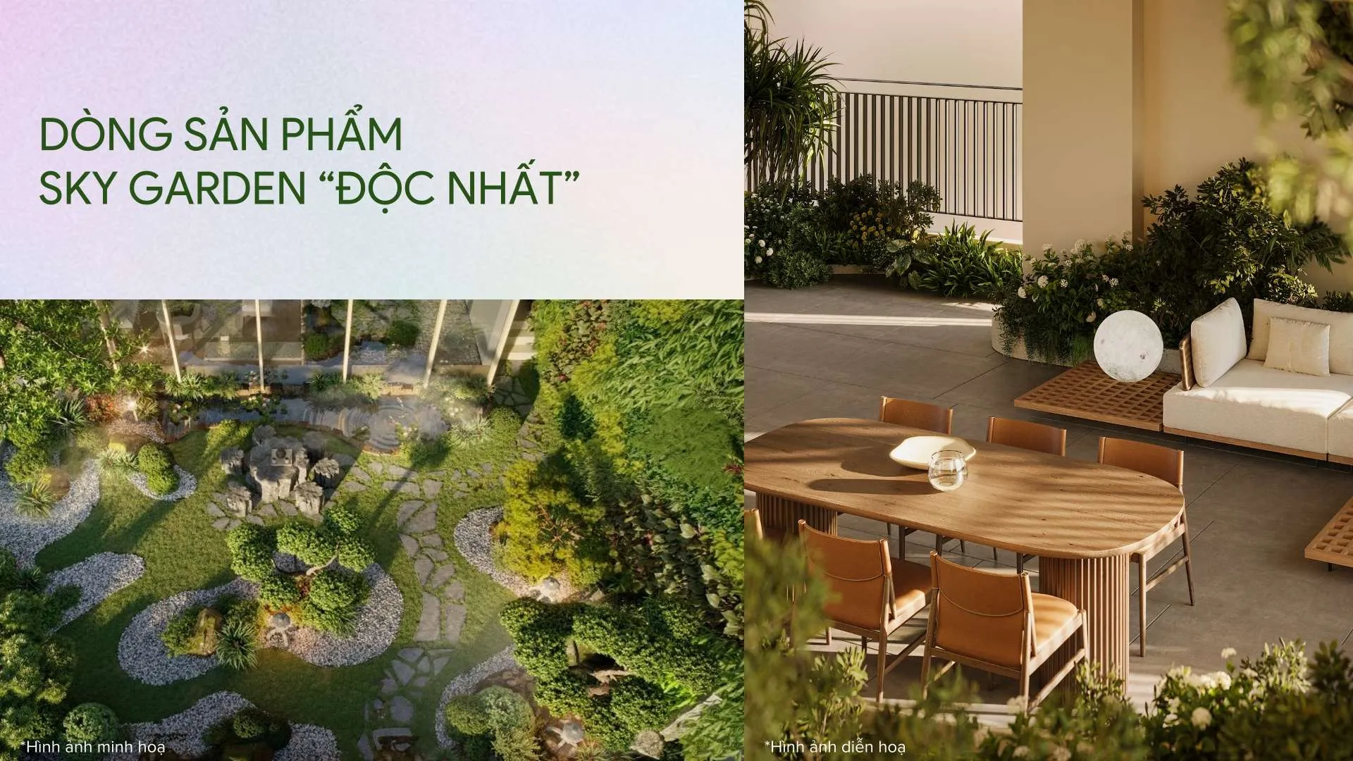 Khu vực Sky Garden xanh mát tại căn hộ La Pura - không gian thư giãn riêng tư trên cao
