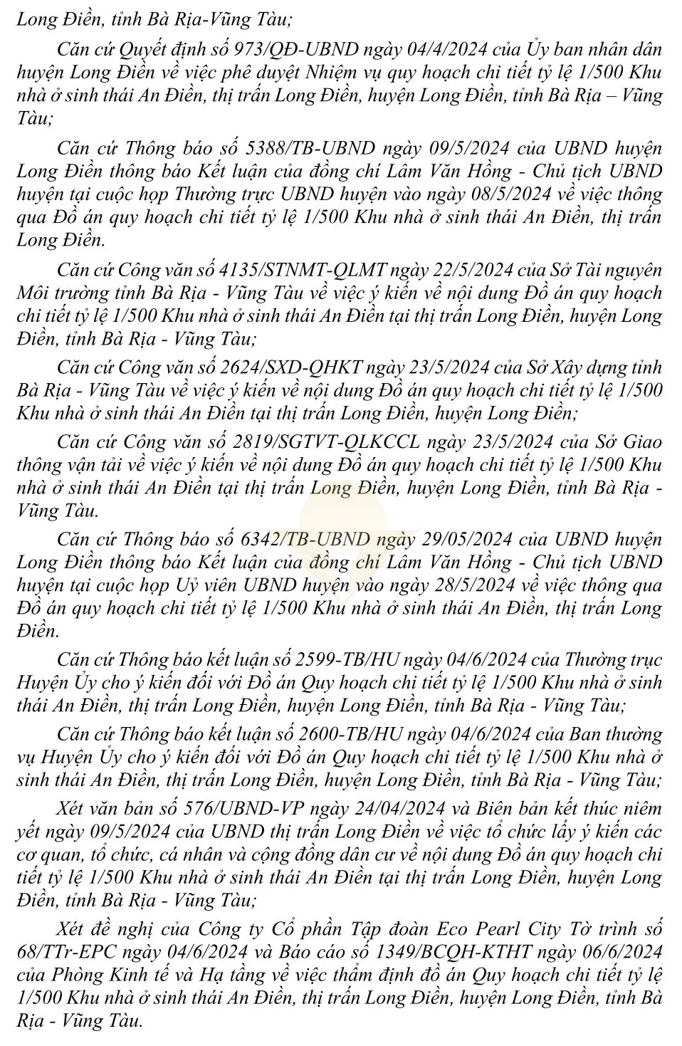 Quyết định phê duyệt quy hoạch chi tiết 1/500 dự án Gold Coast Vũng Tàu trang 2 - Hồ sơ pháp lý dự án