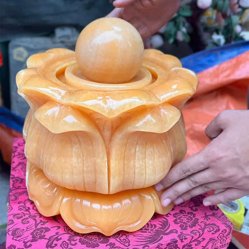 Mẫu thác nước phong thủy luân bằng đá tự nhiên tạo hình hoa sen độc đáo mang ý nghĩa thanh tịnh