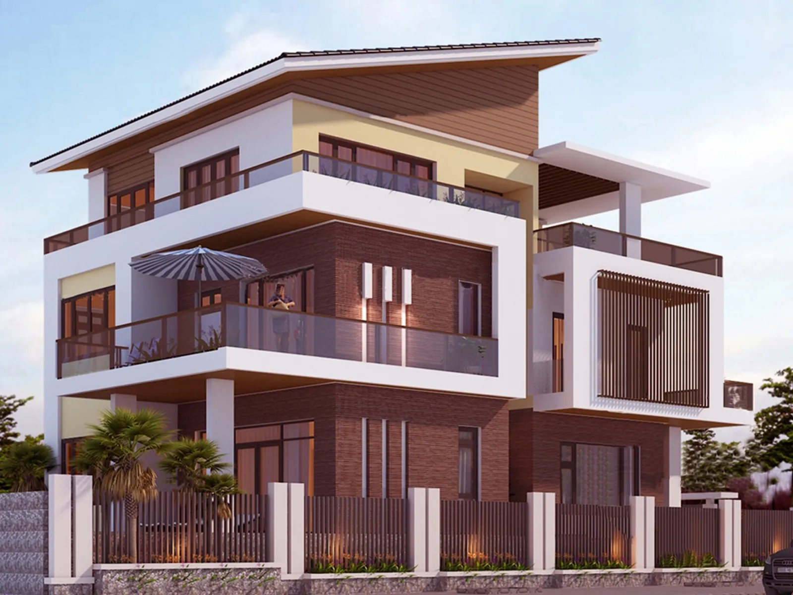 Tổng quan kiến trúc một căn biệt thự sang trọng với sân vườn rộng rãi