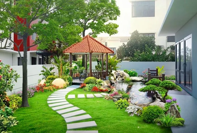 Mẫu biệt thự sân vườn đẹp với không gian xanh mát và hồ bơi riêng