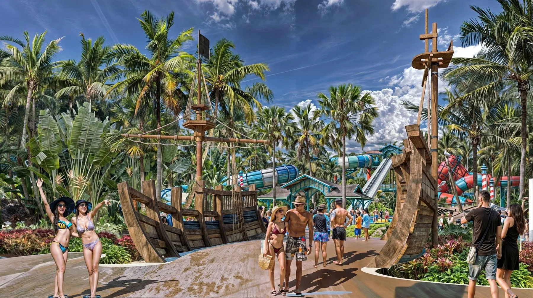 Công viên nước Sun World Vũng Tàu quy mô 19ha được thiết kế với cảm hứng từ văn hóa sông nước Nam Bộ đặc sắc.